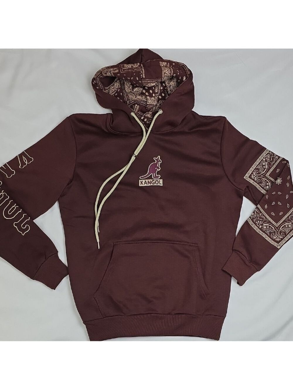 Kangol Maroon Bandana-Lined Pullover Hoodie Size M New